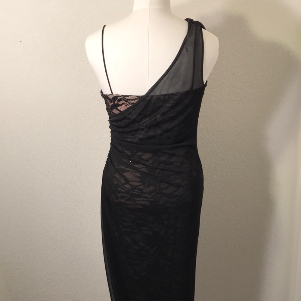 Long Black/tan floor length sequined lace dress - Picture 6 of 10